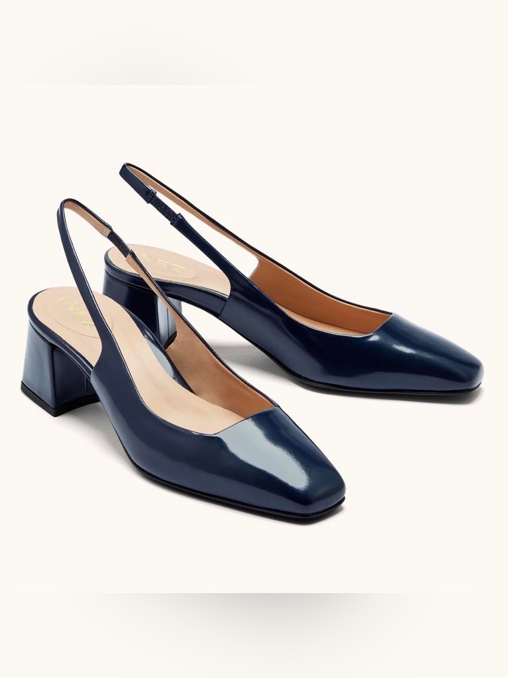 Inez Coco Leather Slingback Pumps in Midnight Abrasivato 9.5